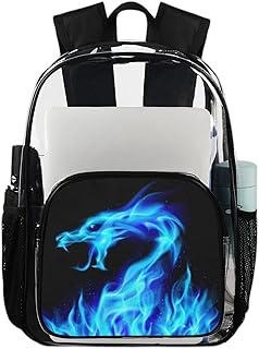 Mochila Dragon Clear para uso pesado, dragão ardente à prova d'água mochila transparente PVC mochila transparente com alça de ombro reforçada para escola, trabalho, viagens, Multicor