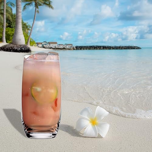 Miniatura 5 de GYRUT Vasos de cristal para beber Juego de 4  Vasos de cristal de 20 onzas de alto, cristalería de agua transparente, vasos de cóctel grandes