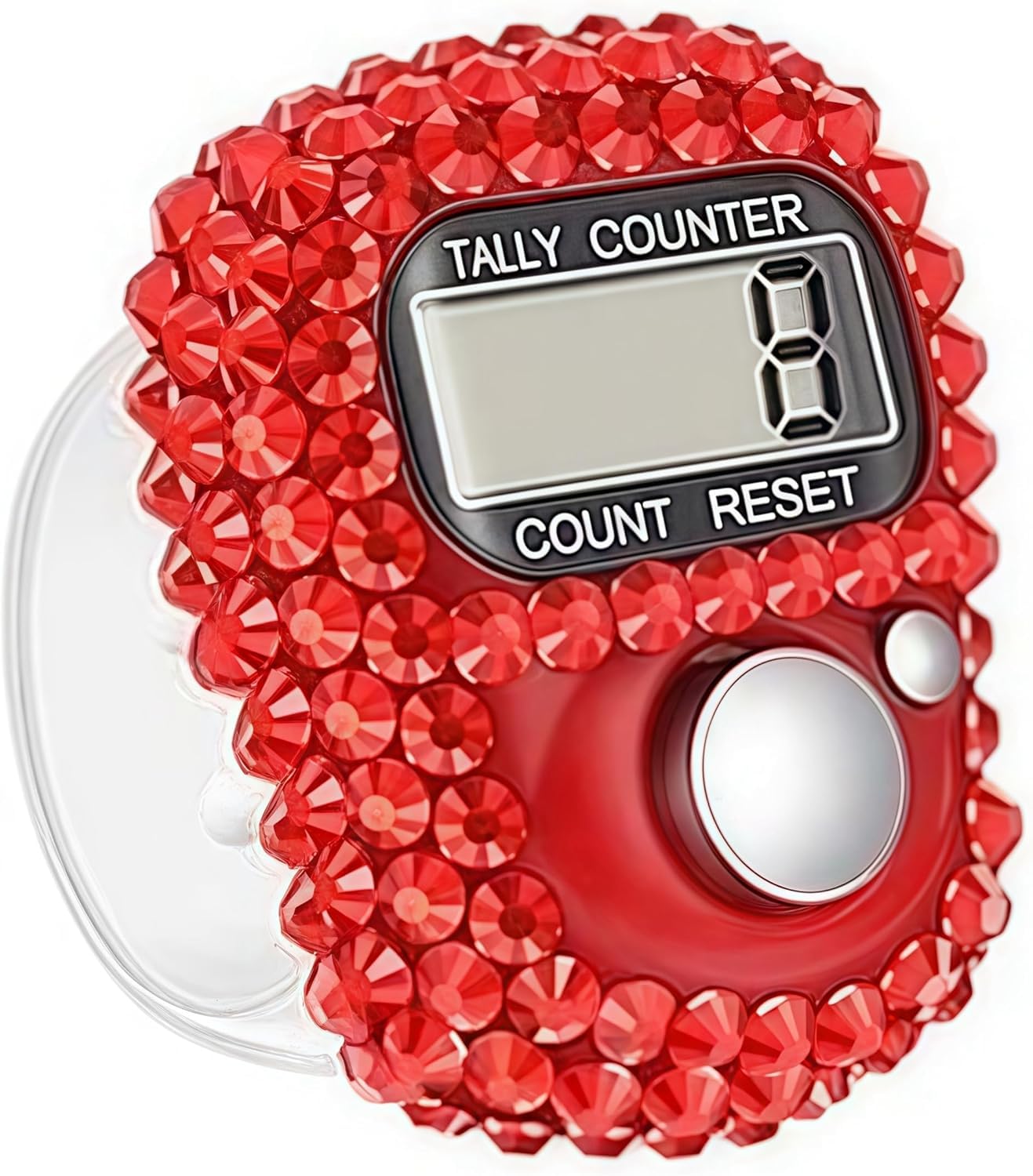 Opemg Red Electronic Finger Tally Counter Clicker Counter,Convenient Portable Digital Display Tally Counter,Resettable Mini Lap Counter For Golf Goods Counting Accessories,Track And Field Lap Counters