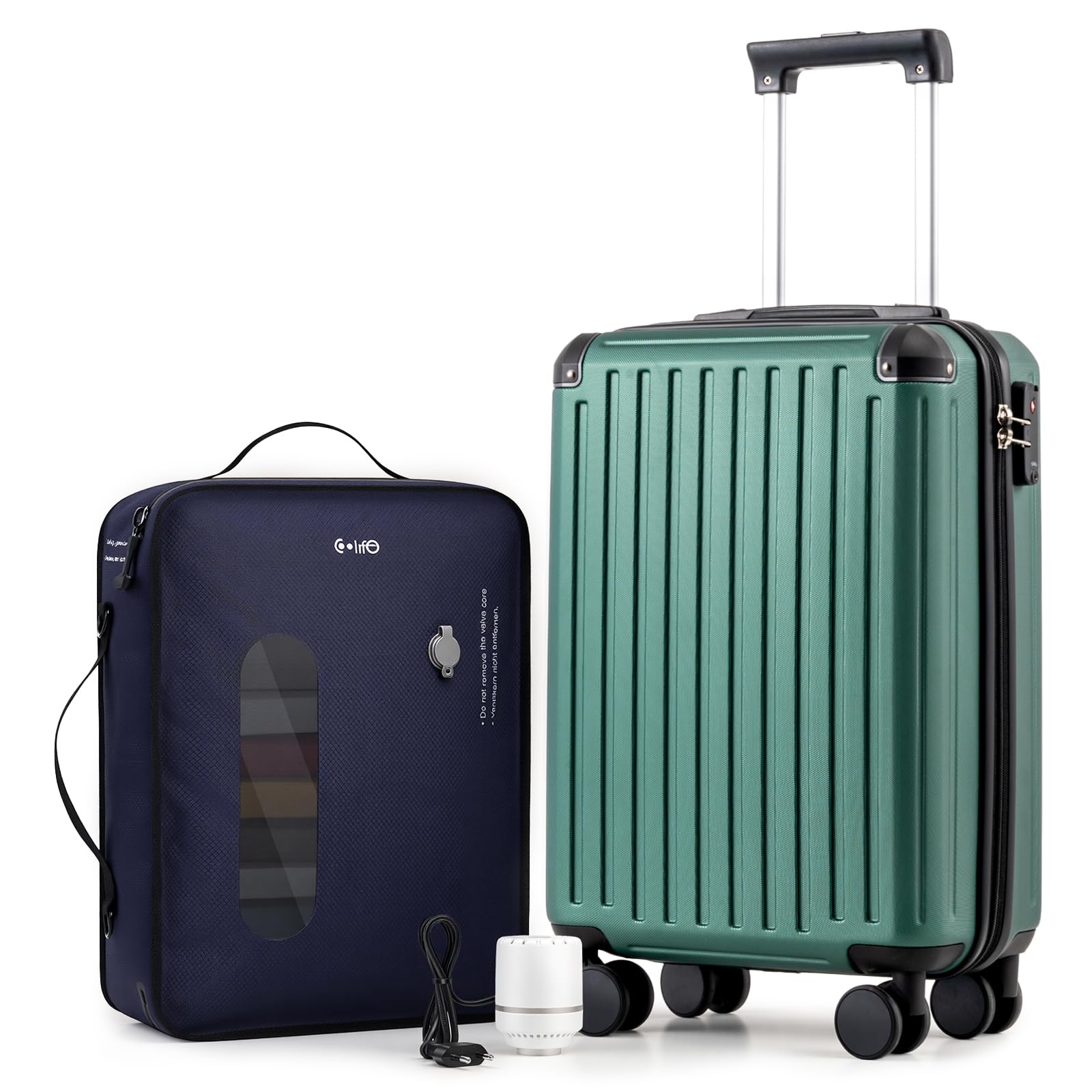 COOLIFE Kabinenkoffer 55X35X20cm für Ryanair Flugzeug Handgepäck Kabinengepäck Hartschalenkoffer mit TSA-Schloss und 4 Zwillingsrollen 2 Jahre Garantie