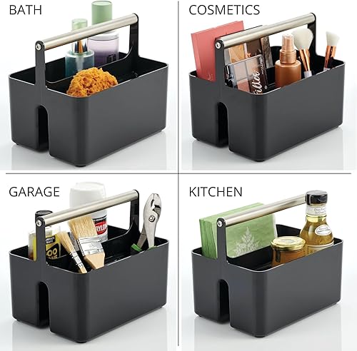 Miniatura 6 de mDesign - Cesta de plástico dividida con mango de metal.