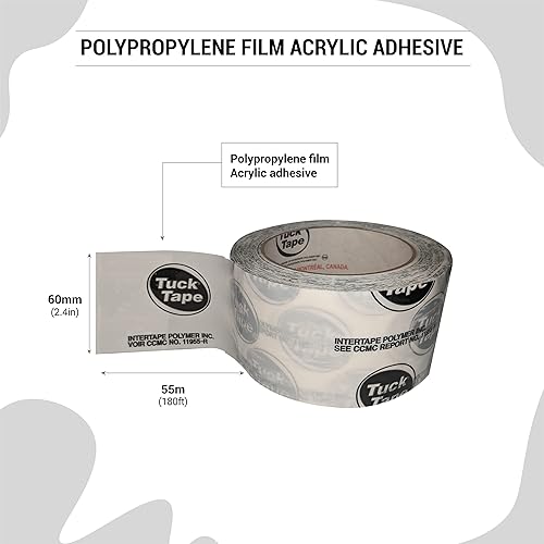 Miniatura 2 de Tuck Tape Cinta de revestimiento de construcción, cinta de resina epoxi, 2.4 in x 180 pies (blanco)