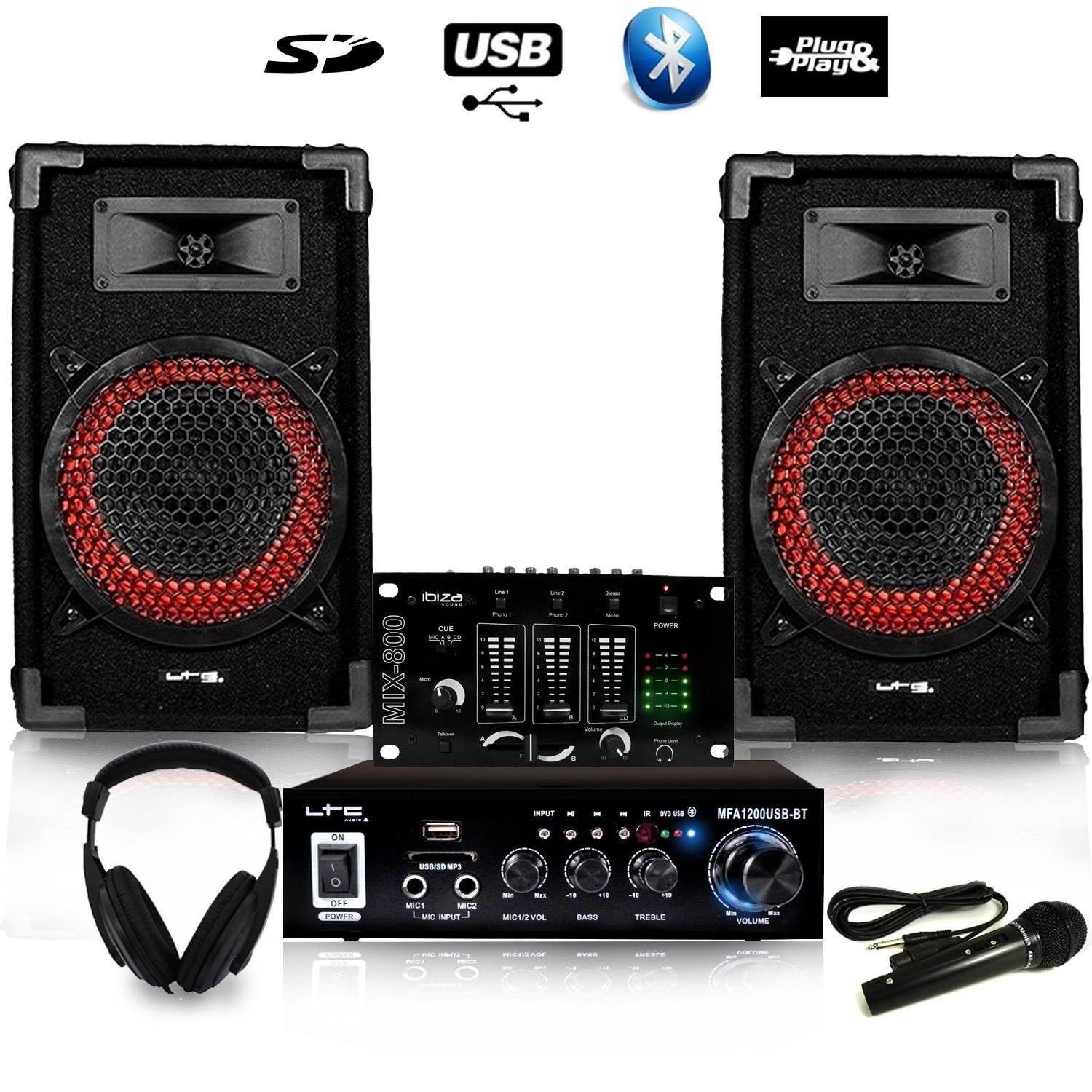 Ibiza Pack d'initiation 11-15 Ans DJ-Player 2 Bluetooth Noir