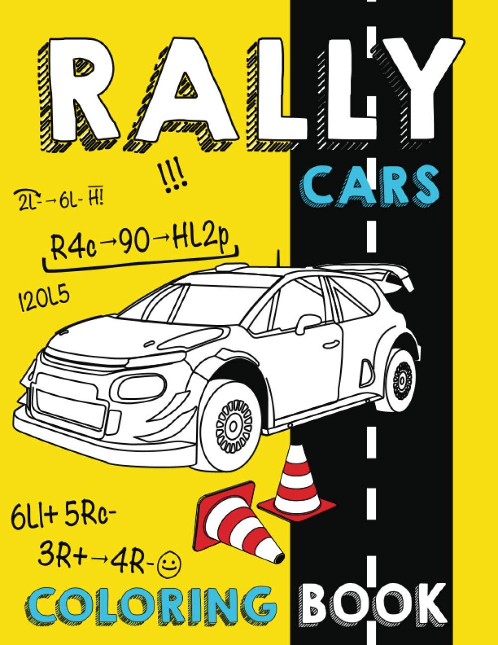 Rally Cars Coloring Book: 28 Illustrations Rally Car With Background For Color