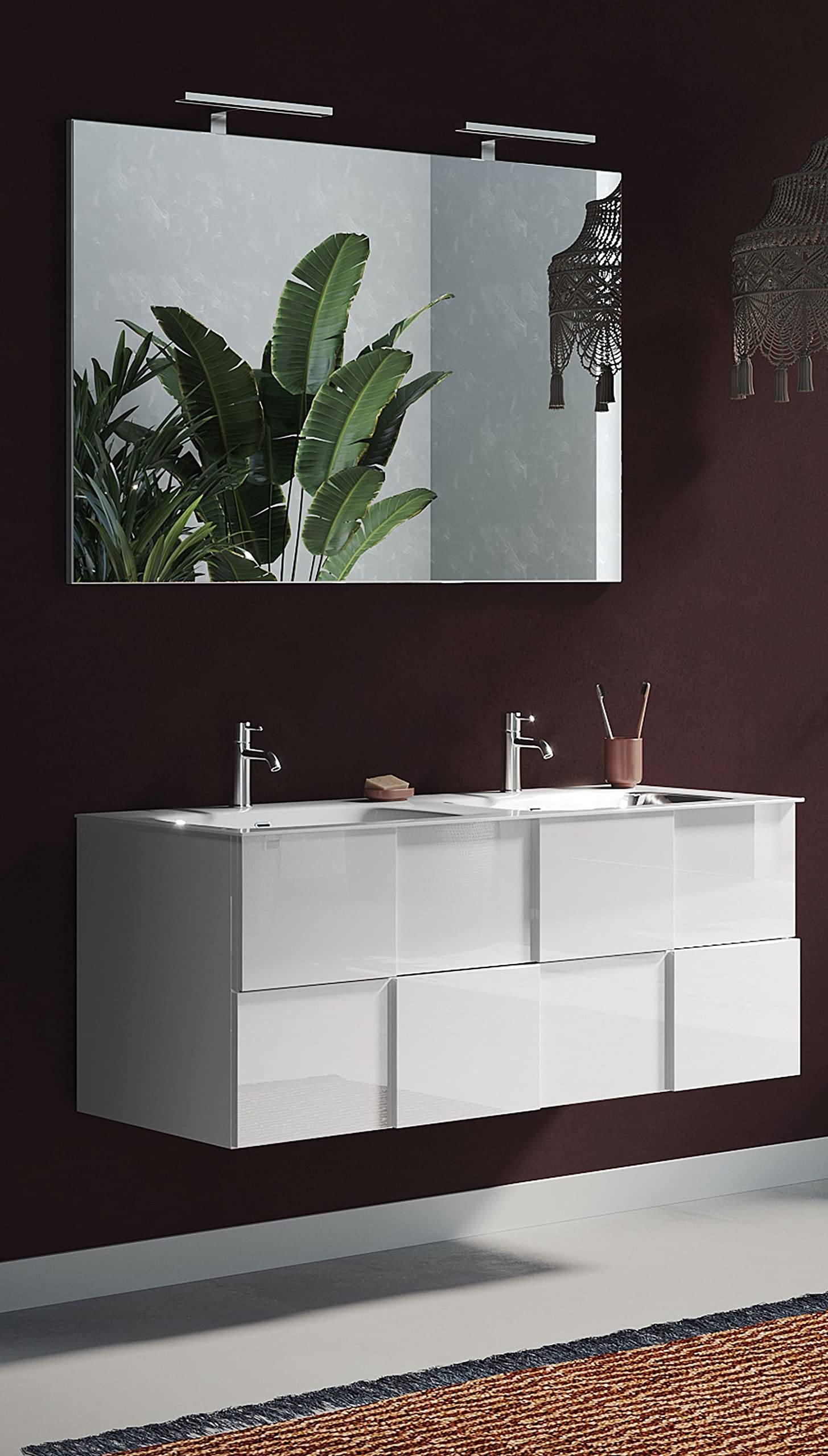 Web Convenienza Specchio Bagno con Luce LED - Specchiera Rettangolare + LED - Specchio da Parete (120 cm)