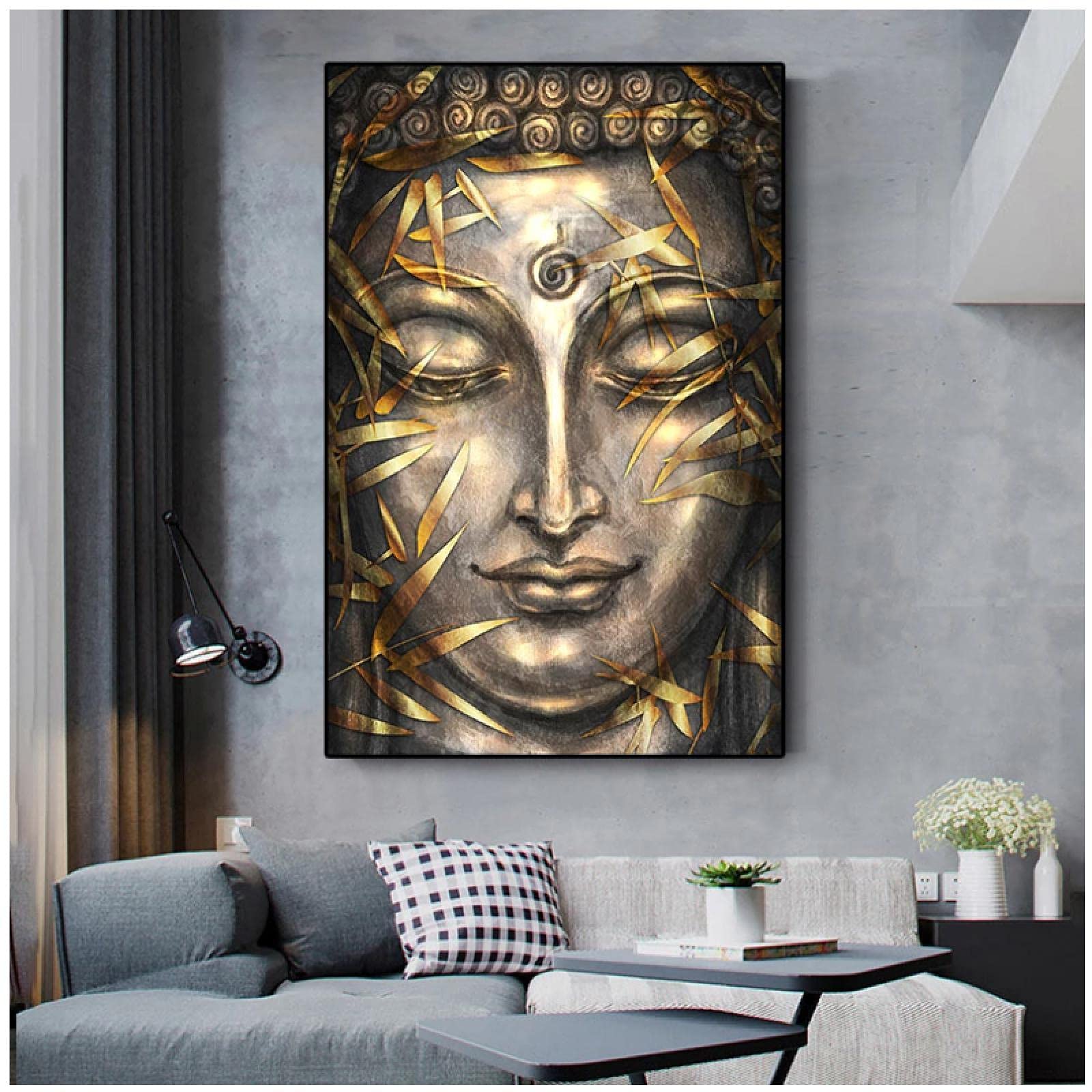 Amazon.co.jp: 現代のキャンバスプリント絵画神仏アートゴールデン