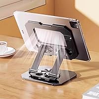 Vista 8 de Tablet Stand for iPad, 360° Rotating Desktop Holder, Carbon Steel Adjustable Foldable Desk Holder, for iPad Pro Air Samsung, for 4" -13" Tablets