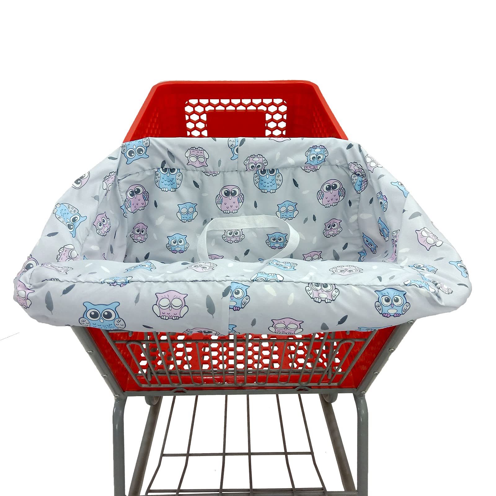 Pozico Baby Shopping Cart Cover & High Chair Cover – Machine Washable, Grocery Cart Cover for Babies with Portable Cloth Bag Included, Owl Design