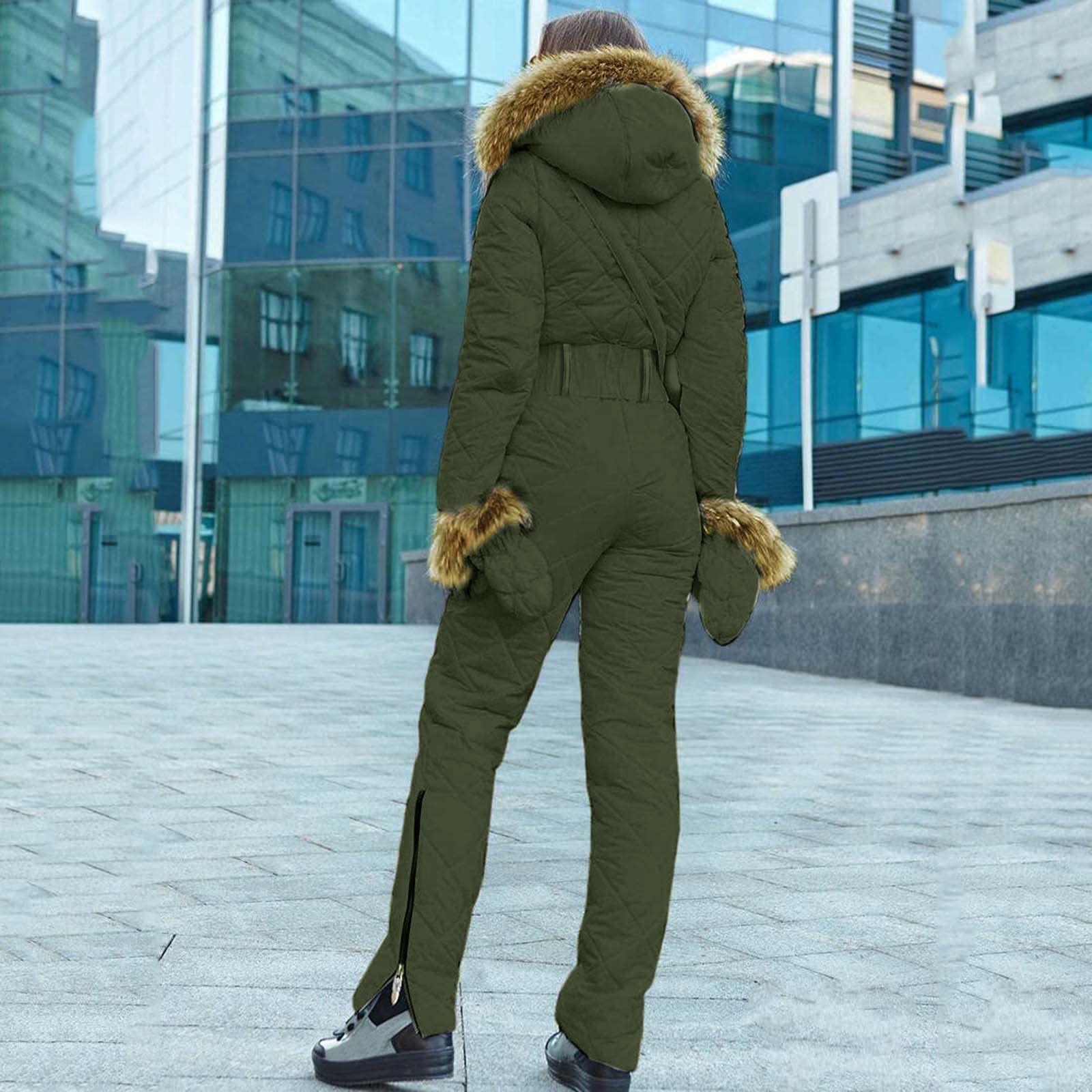 Ski-Overall für Damen, mit Reißverschluss, Ski-Anzüge, für den Winter, Outdoor, einteiliger Skianzug, wasserdichte Jacke, Schneeanzug und nicht abnehmbare Outdoor-Sporthose, modischer klassischer