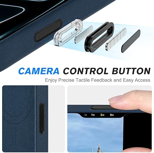 Vista 4 de SHIELDON Funda de cuero genuino para iPhone 17 Pro Max de 6.9 pulgadas 2025, compatible con Magsafe, carga inalámbrica magnética, ajuste delgado