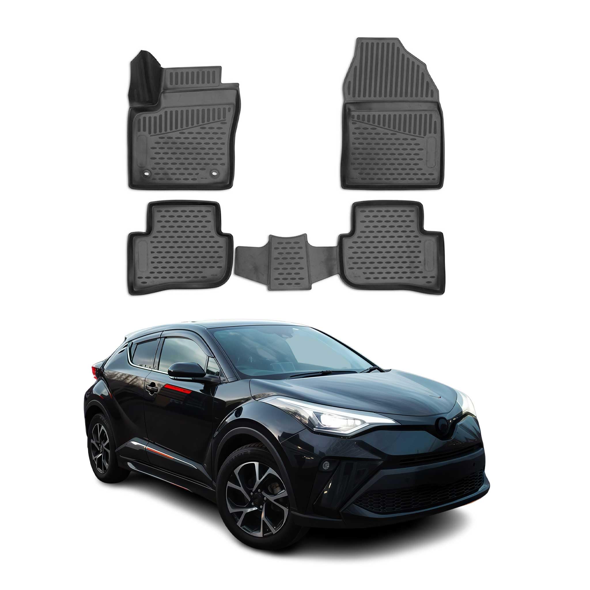 OMAC Floor Mats Compatible with Toyota C-HR 2016-2024 Rubber Floor Mats Black