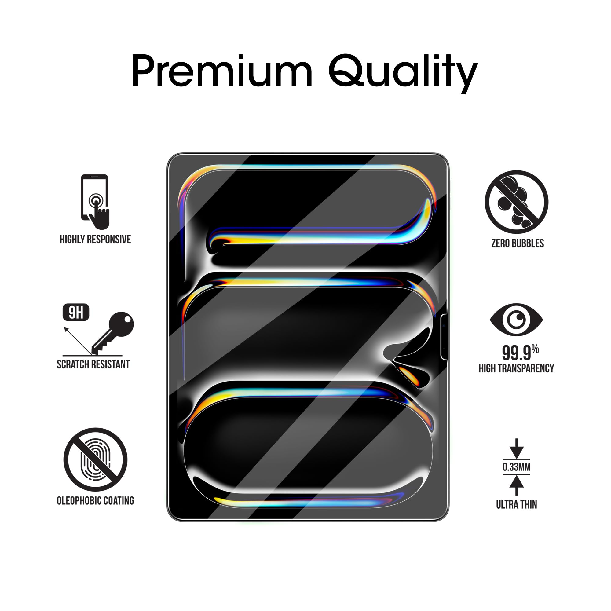 Films De Protection Verre Trempé Pour IPad Air 13 M3 2025 / M2 2024 Et IPad Pro 13 M4 – Lot De 2, Dureté 9H - 9