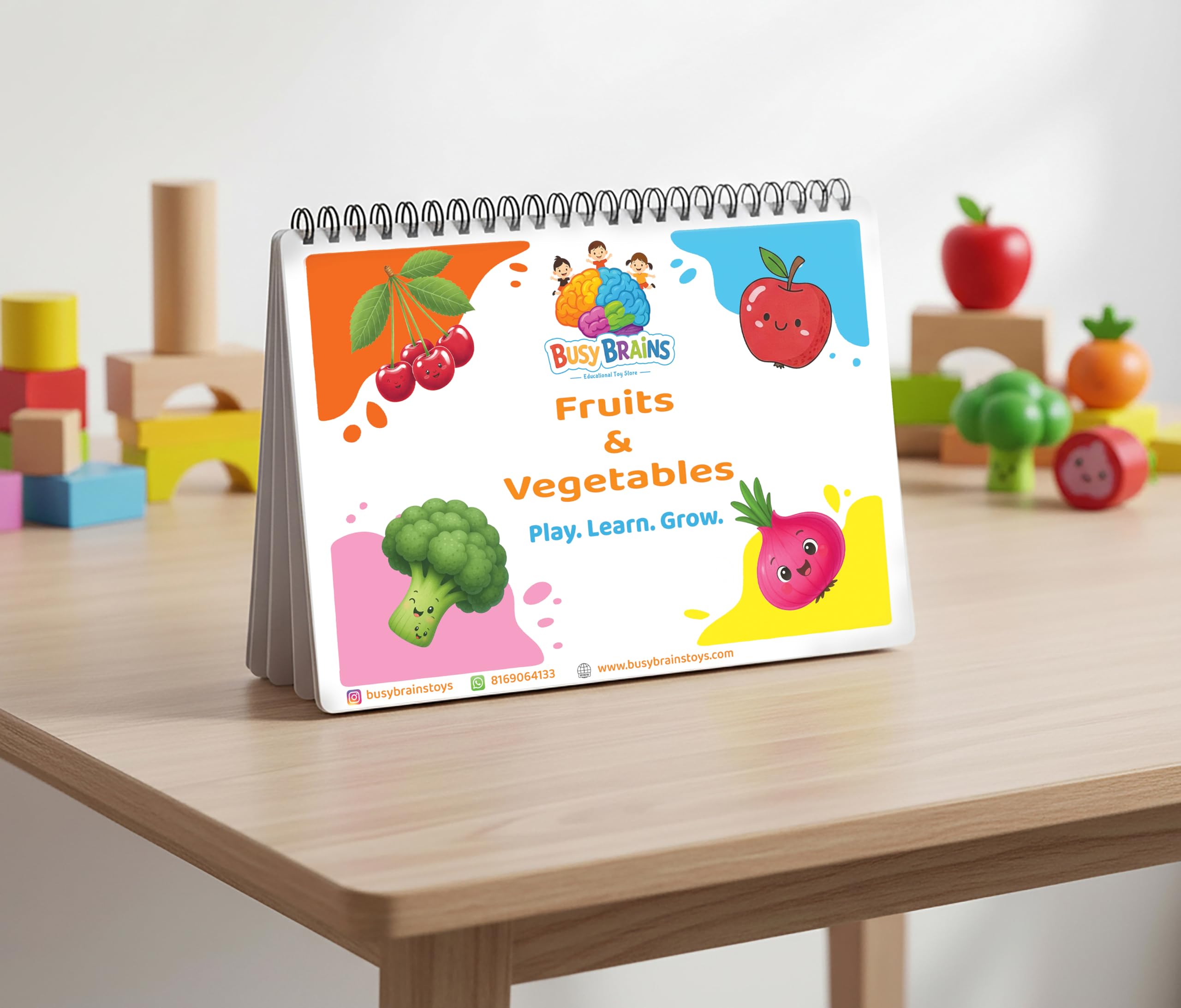 Montessori Fruits & Vegetables Activity Binder & Busy Book for Toddlers (Ages 1–5) | Educational Toy | Velcro Activity Book-picture-26