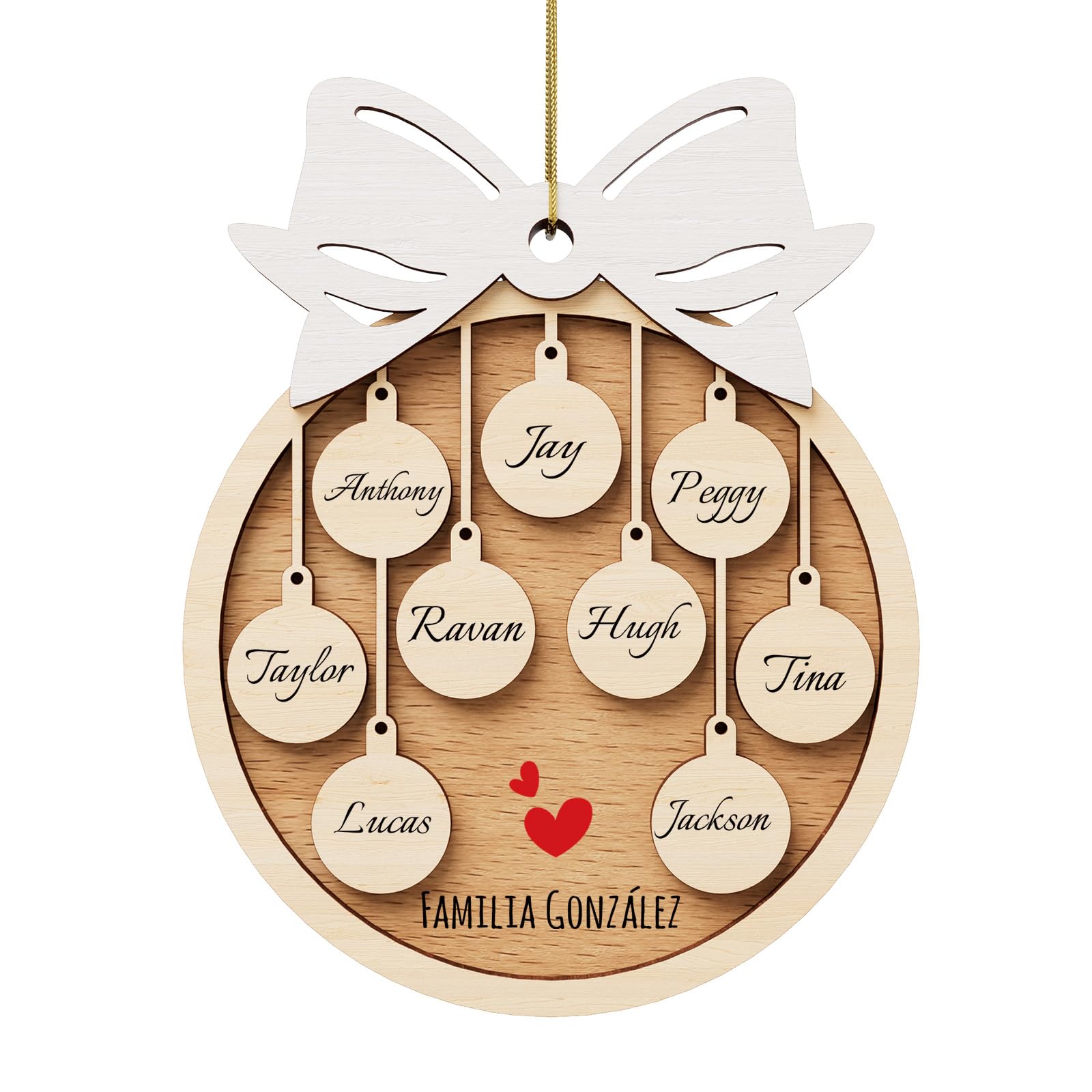 Colgante Personalizada Bolas de Navidad -Decoración Navidad Adornos Árbol Navidad Colgante Navidad para la Familia Regalo Original Familiares Amigo Navidad 3-9 Nombre