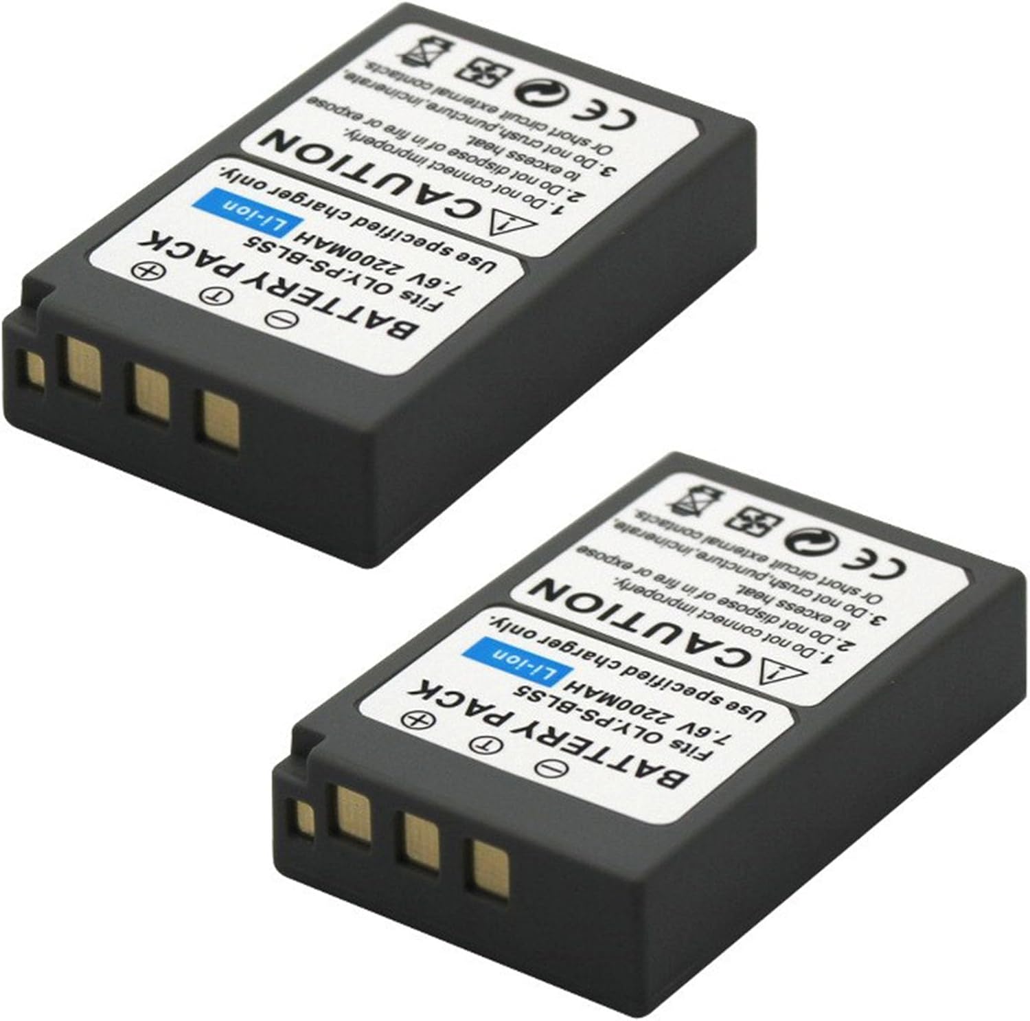PS-BLS5 BLS50(2200mA) Camera Battery Multifunctional Charger Set (Including Two Batteries) Compatible with Olympus E-P1/2/3/5, E-PL1/1s/2/3/5/6/7/8/9/10, E-PM1/2, E-M10/M10 Mark II/III/IV