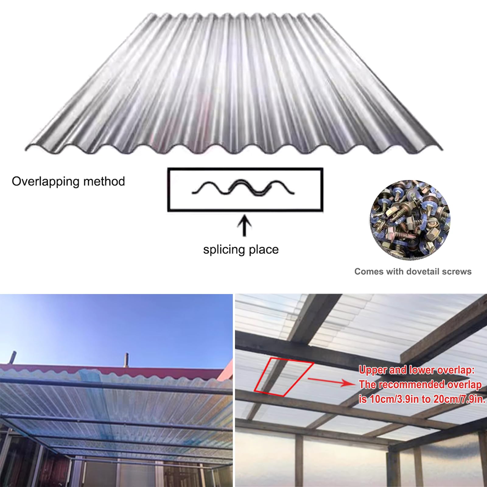 Panel para Tejado Transparente,Placa Ondulada,Chapa Tejado Aislante,Panel de Repuesto,Captadores de Luz a Prueba de Lluvia,para Invernaderos Terraza Cochera,1mm (0.9x1.9m/35x75in,15 Pcs)