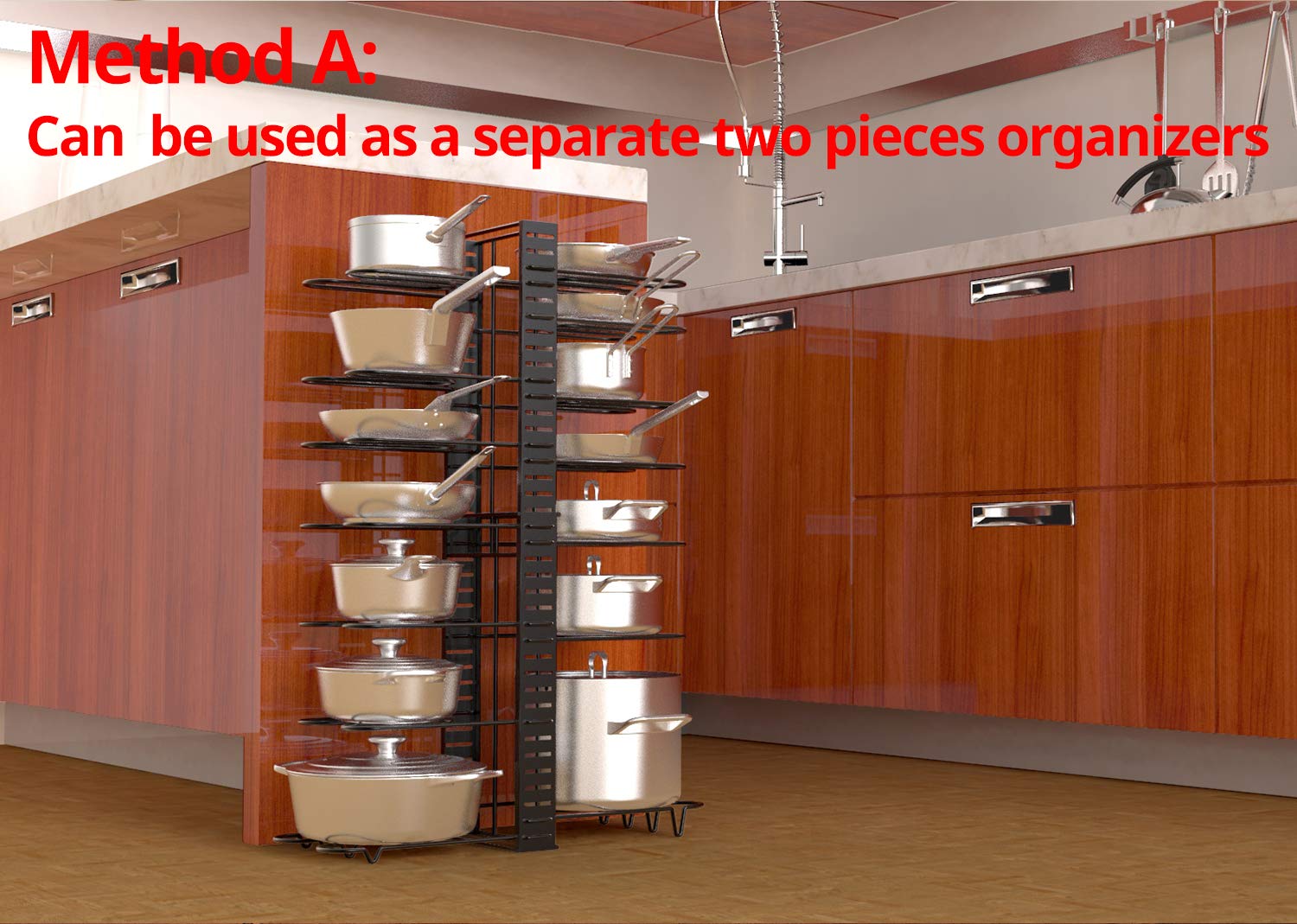 Vdomus extensible pot rack organizer with 4 DIY method...B07TQF57WS