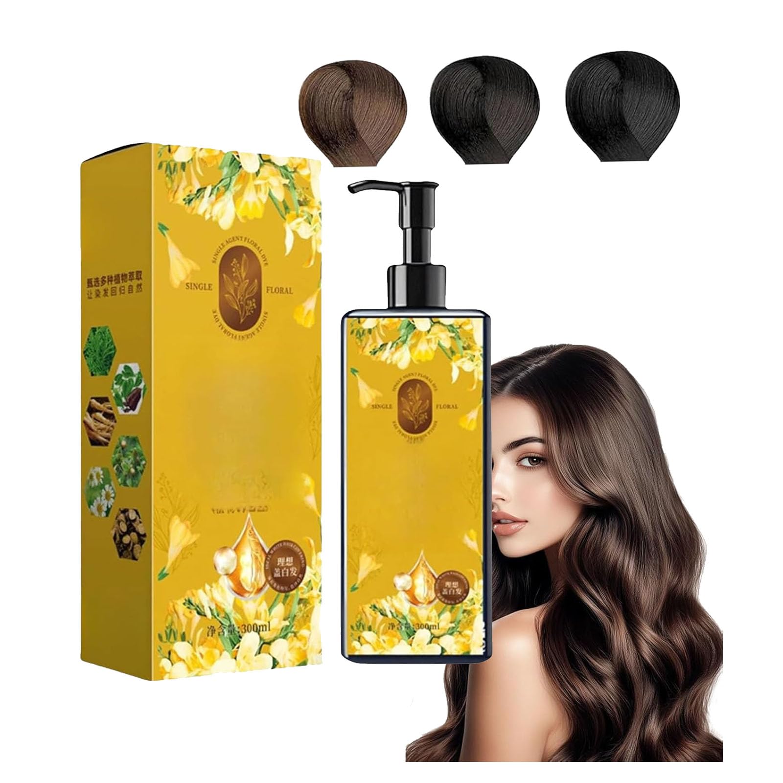 Nourishing Plant-Based Hair Color, Single Agent Floral Dye, Tinte Capilar Nutritivo a Base De Plantas, Plant Based Hair Dye, Softens and Adds Shine for Men & Women (Chestnut Brown)