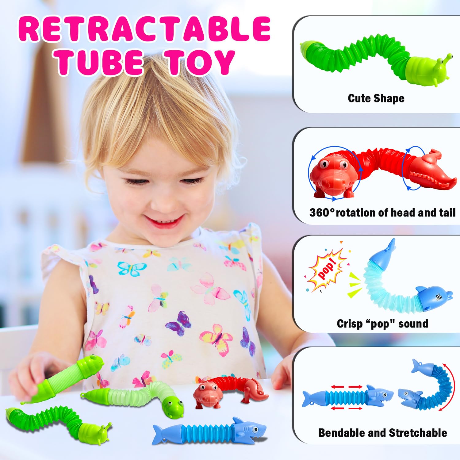 Pop Tubes Mini Jouets Sensoriels, 12 Pièces Jouets Sensoriels De Tu Extensible Multicolore Anti Stress Pour Enfantsadulte Amz
