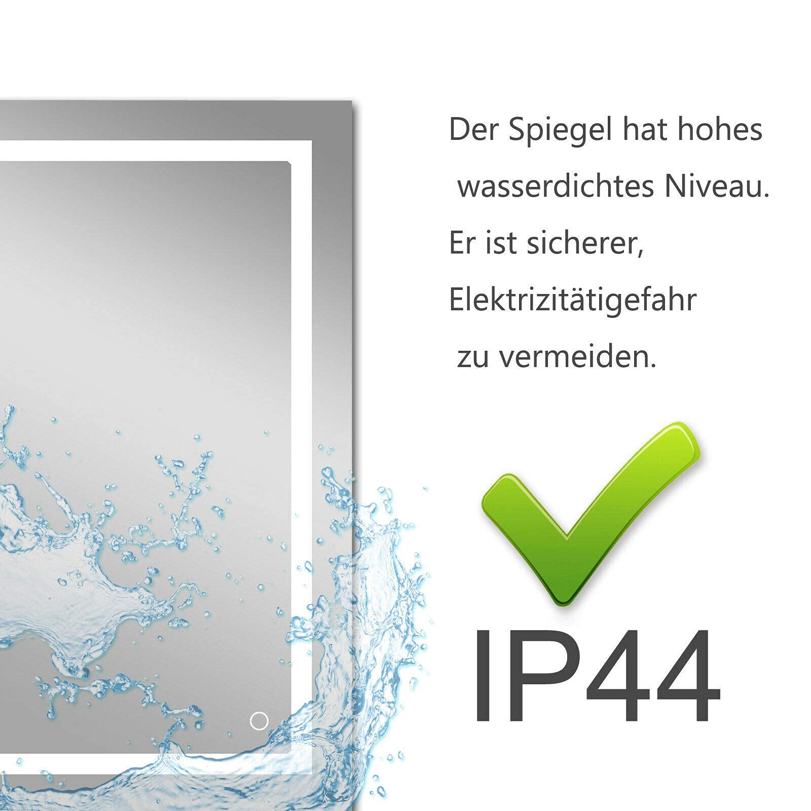 MEESALISA Lisa Miroir de Salle de Bain LED, 50 x 70 cm, avec éclairage, Anti-buée, avec Prise de Courant, Tactile, intensité Variable