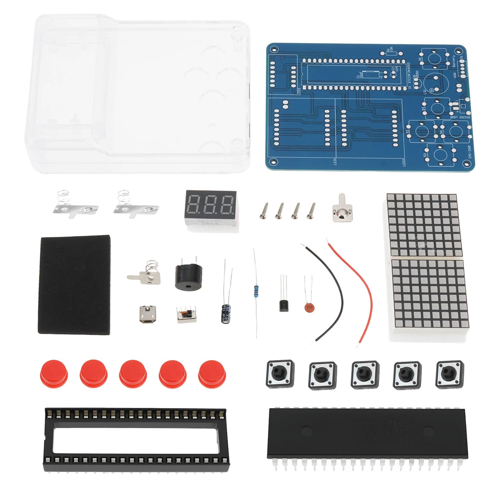 VGOL 51pcs DIY Mini Retro Handheld Game Console Kit Red Compatible for Electronics Learning Soldering Practice