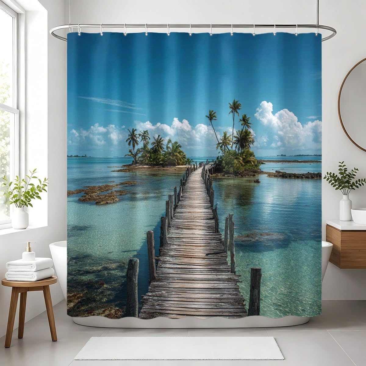 Generico Blu Tenda Doccia 240x200 cm Asciugatura Rapida, Facile da Pulire