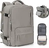 VGCUB Mochila de viagem, grande, para mulheres, homens, aprovada por companhias aéreas, mochila de ginástica, impermeável, para laptop e negócios, Marrom, Large, Puro