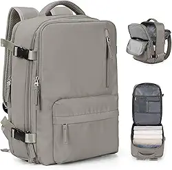 VGCUB Mochila de viagem, grande, para mulheres, homens, aprovada por companhias aéreas, mochila de ginástica, impermeável, para laptop e negócios, Marrom, Large, Puro