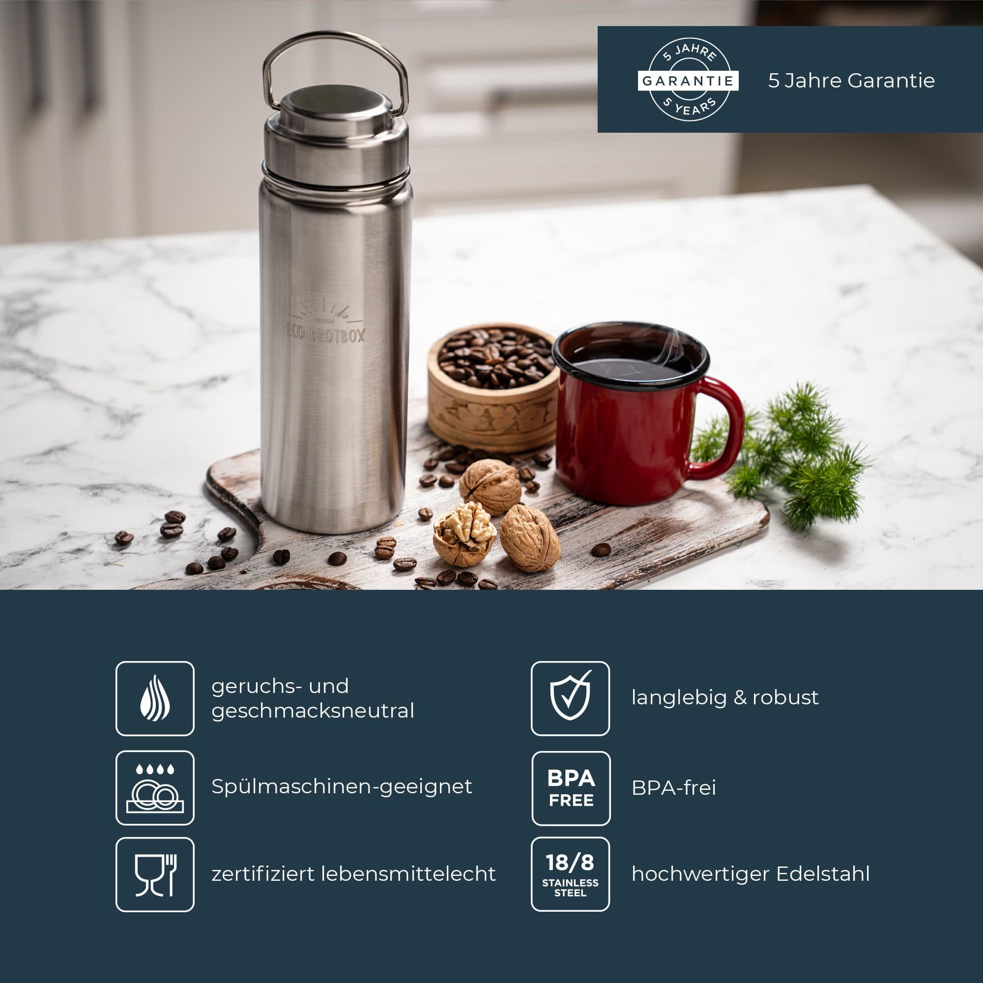 Yin - Thermobecher Auslaufsicher und Spülmaschinenfest aus Edelstahl - Kaffeebecher to go mit Deckel - Isolierbecher Classic Edition - 500ml