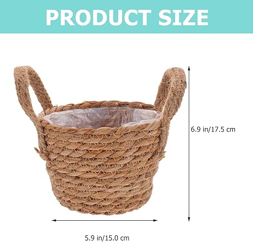 Miniatura 2 de Yardwe Decoración del hogar, 2 unidades, maceta tejida para plantas, maceta de almacenamiento con asa para plantas de interior y exterior (5.9 x 5.9