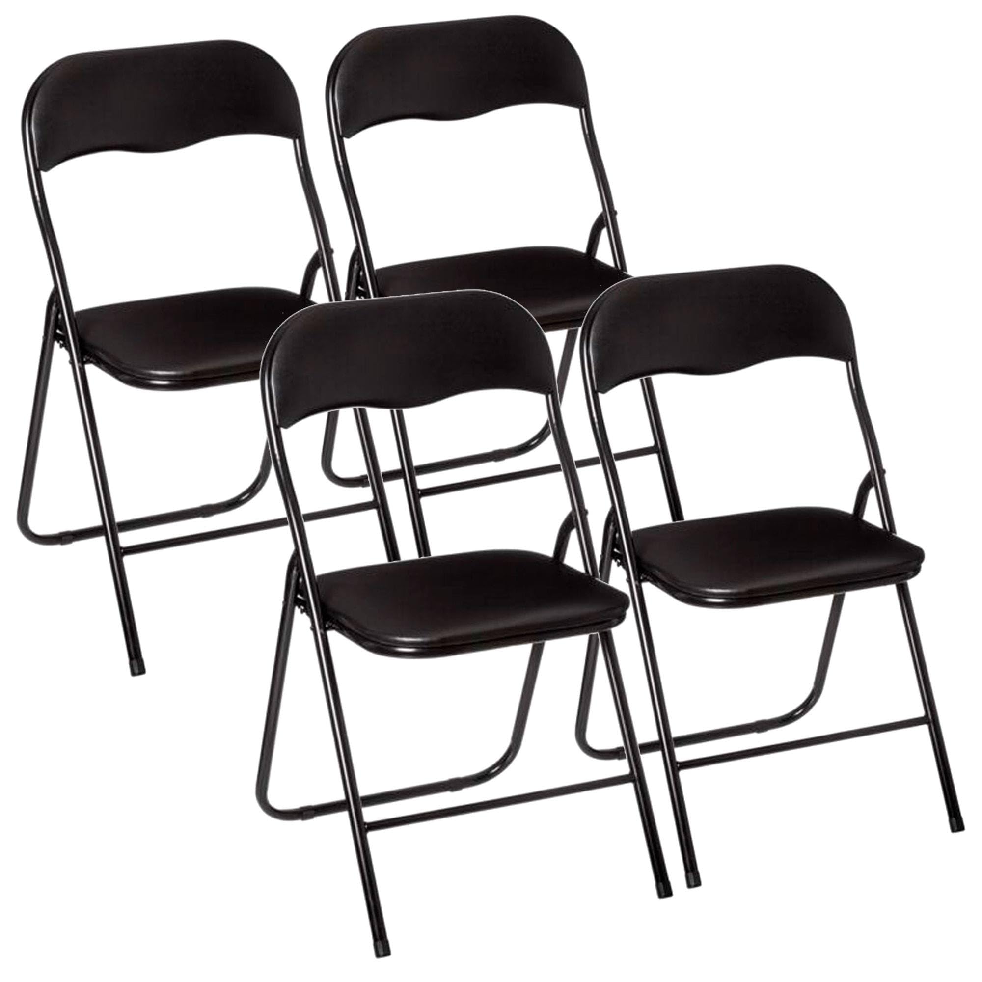 WELL HOME - Set de 4 Sillas 44x52x73cm Plegables color Negro resistente y práctica para exteriores