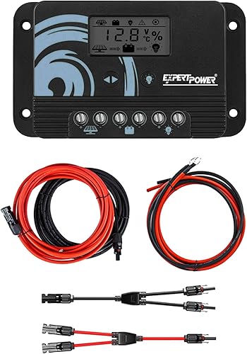 ExpertPower Kit de controlador de carga solar PWM de 20 A para LiFePO4, AGM, gel, batería inundada  Regulador inteligente de selección automática de