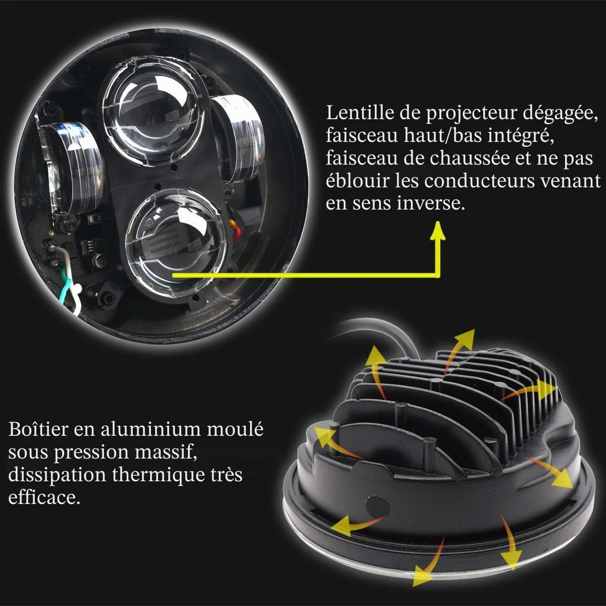 SUPAREE 5.75 pouces Phare Avant, Nouveau Type 5.75 "5 3/4 pouces LED Phare Avant Angel Eyes Halo Ring(une garantie d'un an)