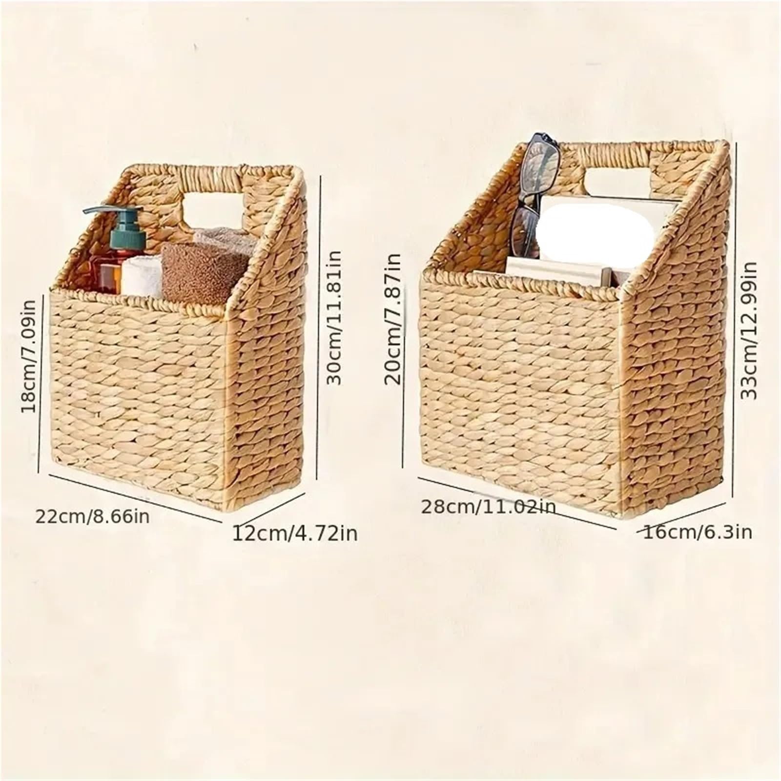 Revistero Tejido A Mano Cestas de almacenamiento colgantes tejidas hierba calabaza for organizar archivos, libros, accesorios, cestas correo, decoración del hogar Rural(L)