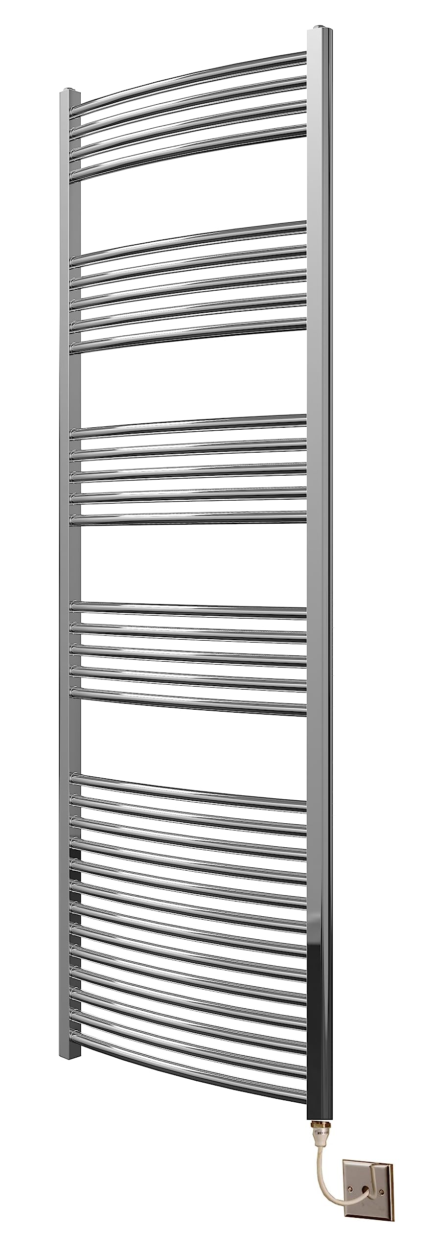 Greened House Electric Chrome 600W x 1800H Curved Bathroom Towel Rail