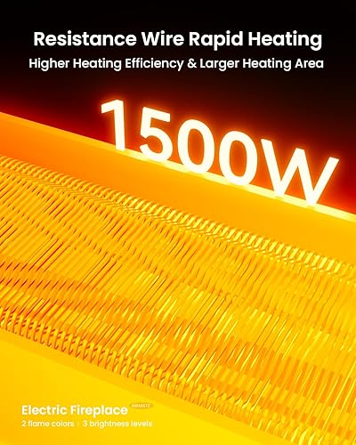 Miniatura 4 de AIRMATE Calentador eléctrico de chimenea de 1500 W, troncos de inserción de chimenea eléctrica de 22 pulgadas, temporizador de chimenea de 12 horas,