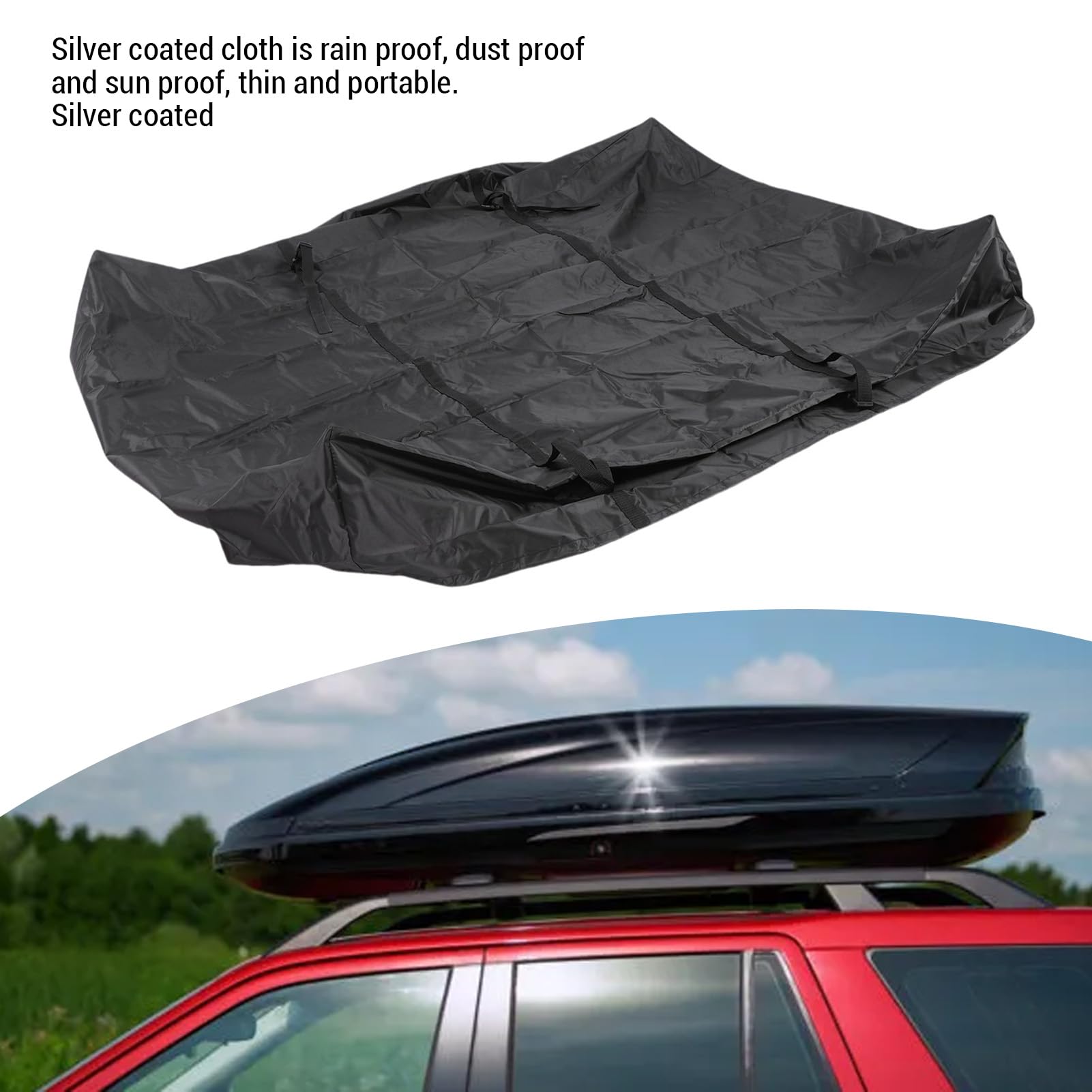 Car Top Rack Cover, 420D Silver Coated Oxford Fabric Rainproof Dust Proof Top Luggage Rack Cover for Outdoor Travel, All Cars, Road Trips, Family Vacations