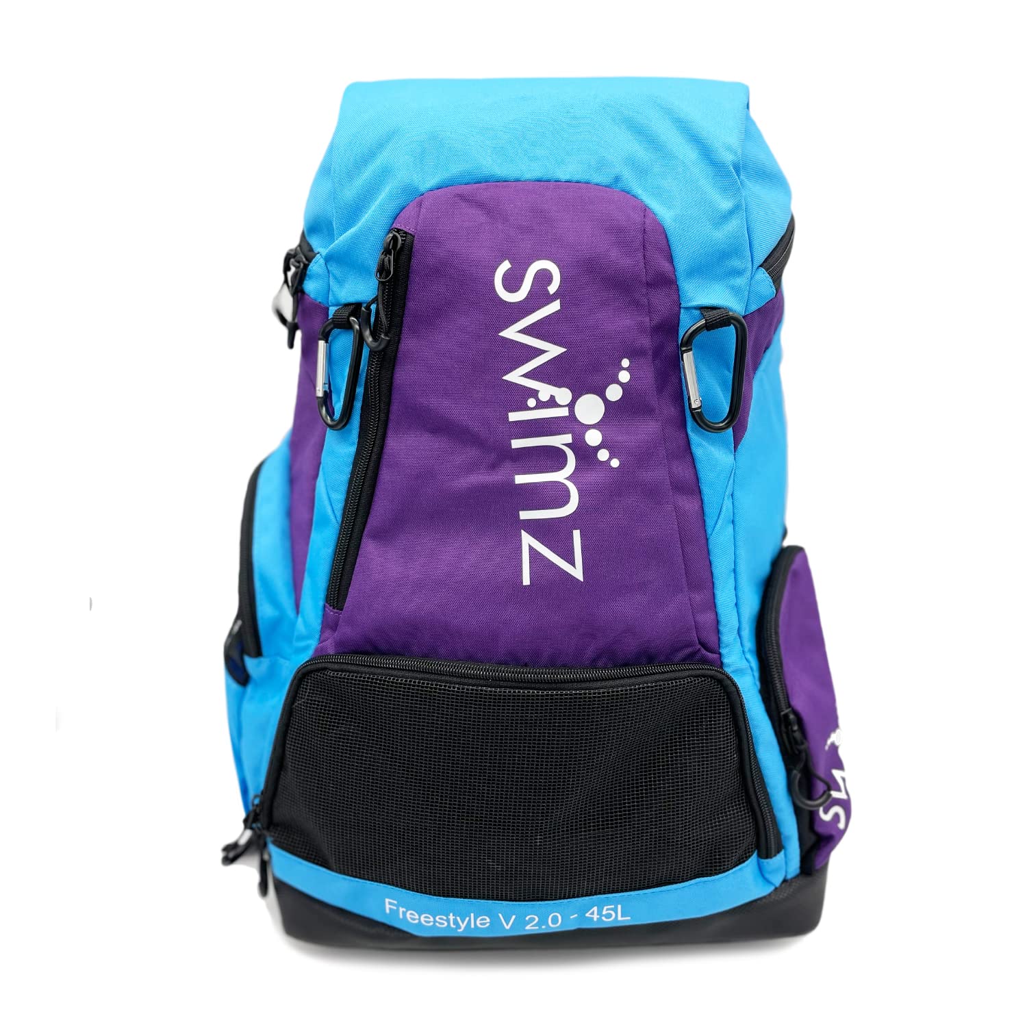 Swimz Freestyle Backpack V2.0 45L Sports/Swim Backpack - Large 45L Capacity Swim Bag (Blue/Purple)
