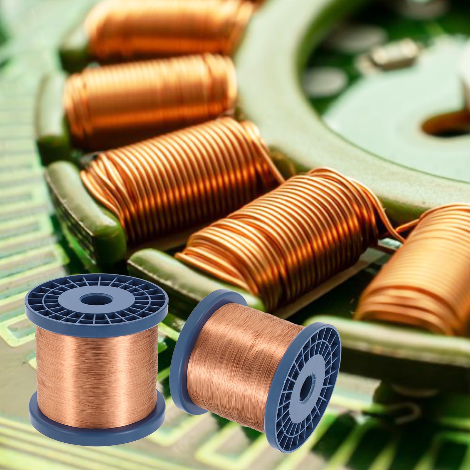 sourcing map Fil magnétique 24 AWG, fils de cuivre émaillé de calibre 24, bobine magnétique pour transformateur, moteur, électrique, grade F 311 Fahrenheit (155 °C)
