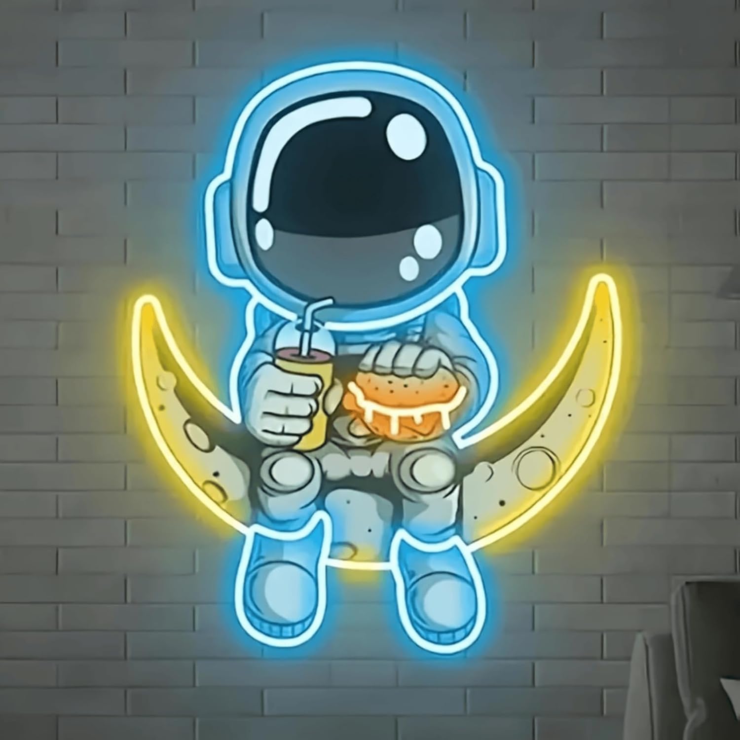 Astronaut Neon Sign, USB Powered LED Light up Signs Gift for Boys, Dimmable Neon Light for Bedroom, Game Room, Kids Room, Bar Decoration (Blue)