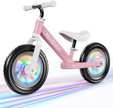 MetBelle Toddler Balance Bike 1-3 Year Old,12" No Pedal Kids Indoor Outdoor Toy Bike 2-5 Years Old with Tool-Free Adjustments Seat, Lightweight First Bike Gift for 2-3 Boys Girls