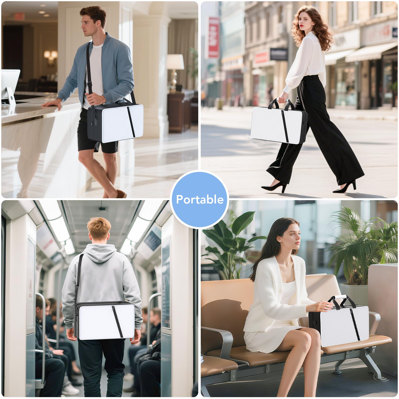 Gersker Bolsa de Viaje para PS5/Slim/Pro Digital & Disc, Funda de Transporte para PS5 de 10 Compartimentos para PS Portal, 4 Tarjetas de Juego, 2 Mandos, Bolsa PS5 de Gran Capacidad, Negro & Blanco