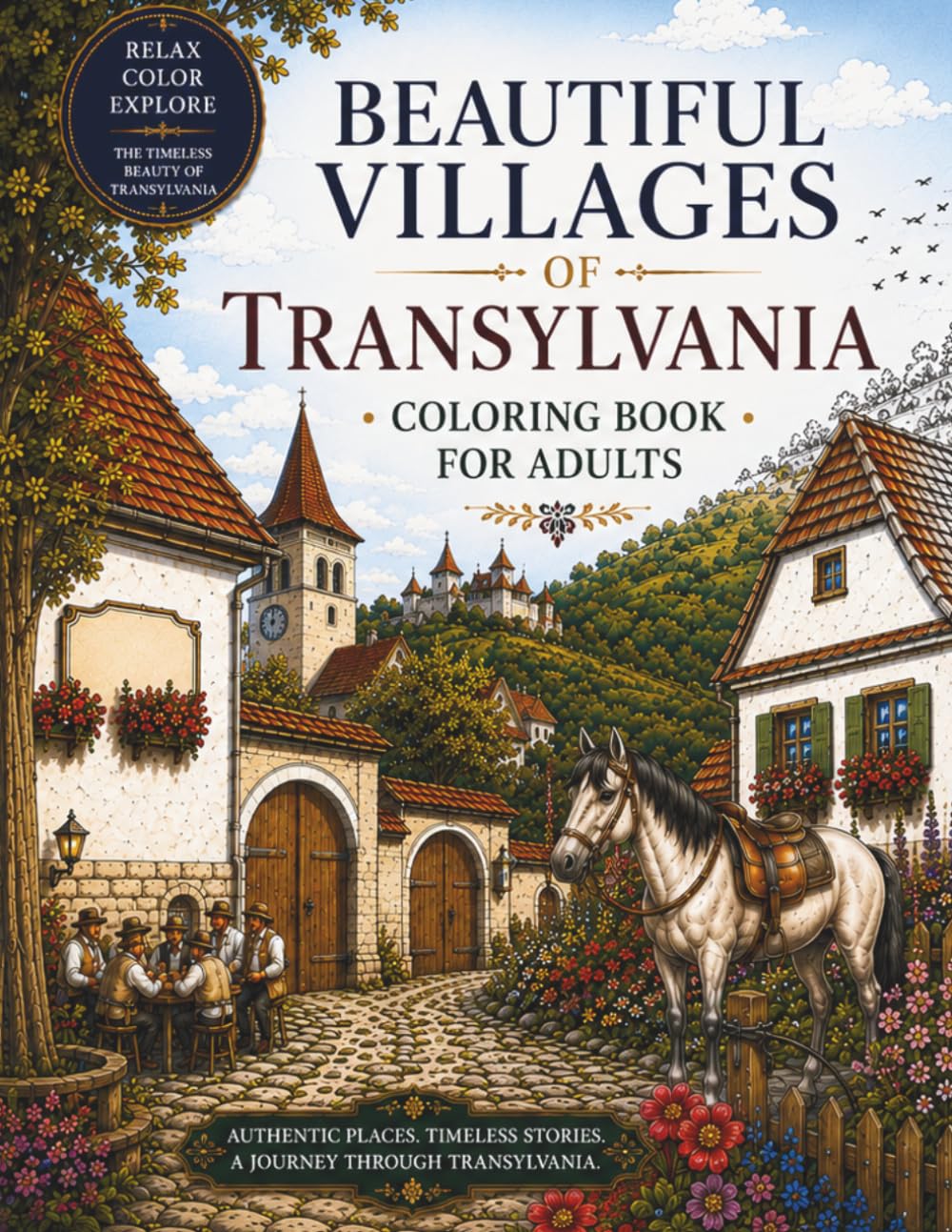 Beautiful Villages of Transylvania: 40 Relaxing Coloring Pages Inspired by the Timeless Beauty of Transylvania