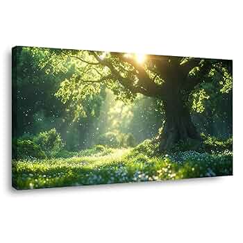 Amazon.co.jp: JOSUE 森 絵画 絵 自然林 キャンバス アート