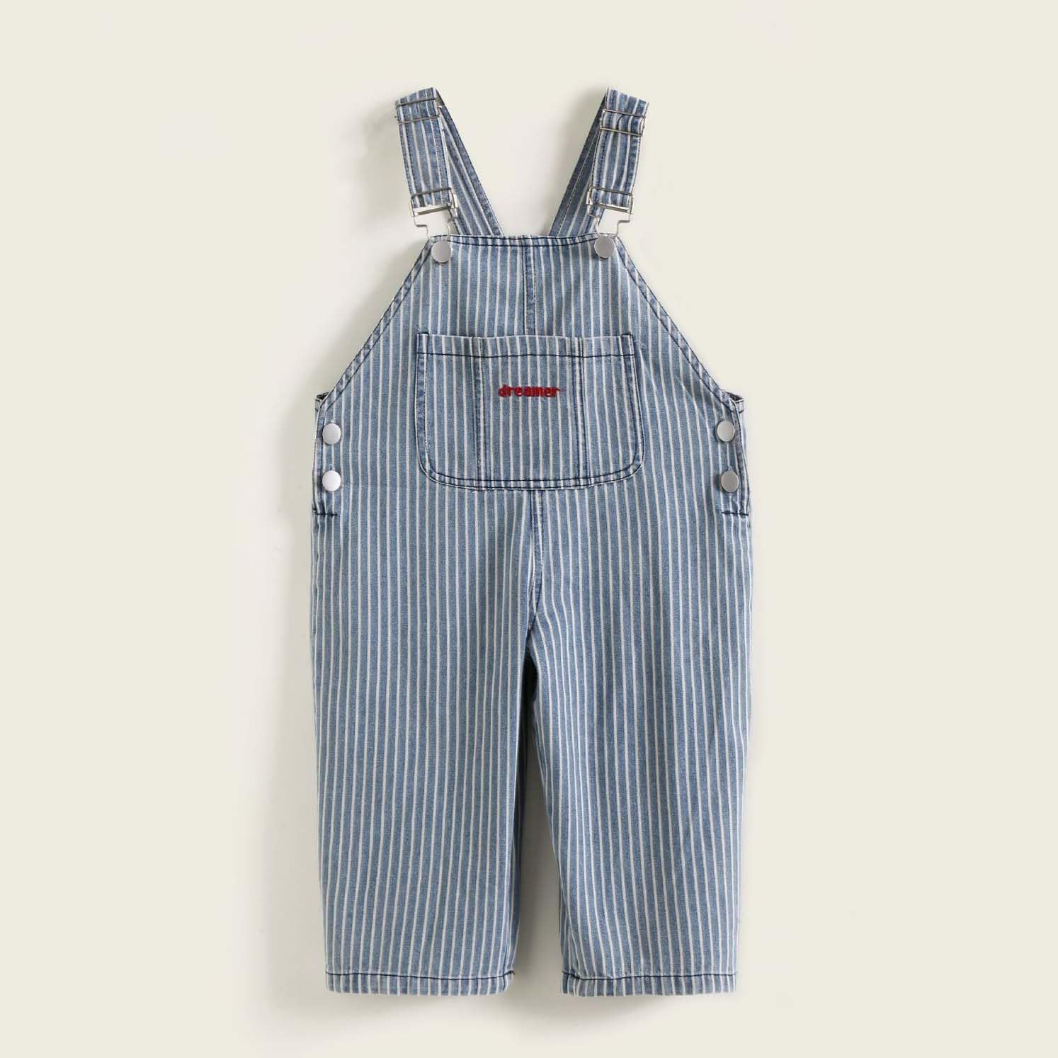 12Months-6Years Unisex-Baby And Toddler Overall Stripe Print Adjustable Straps Denim Jumpsuits & Romper