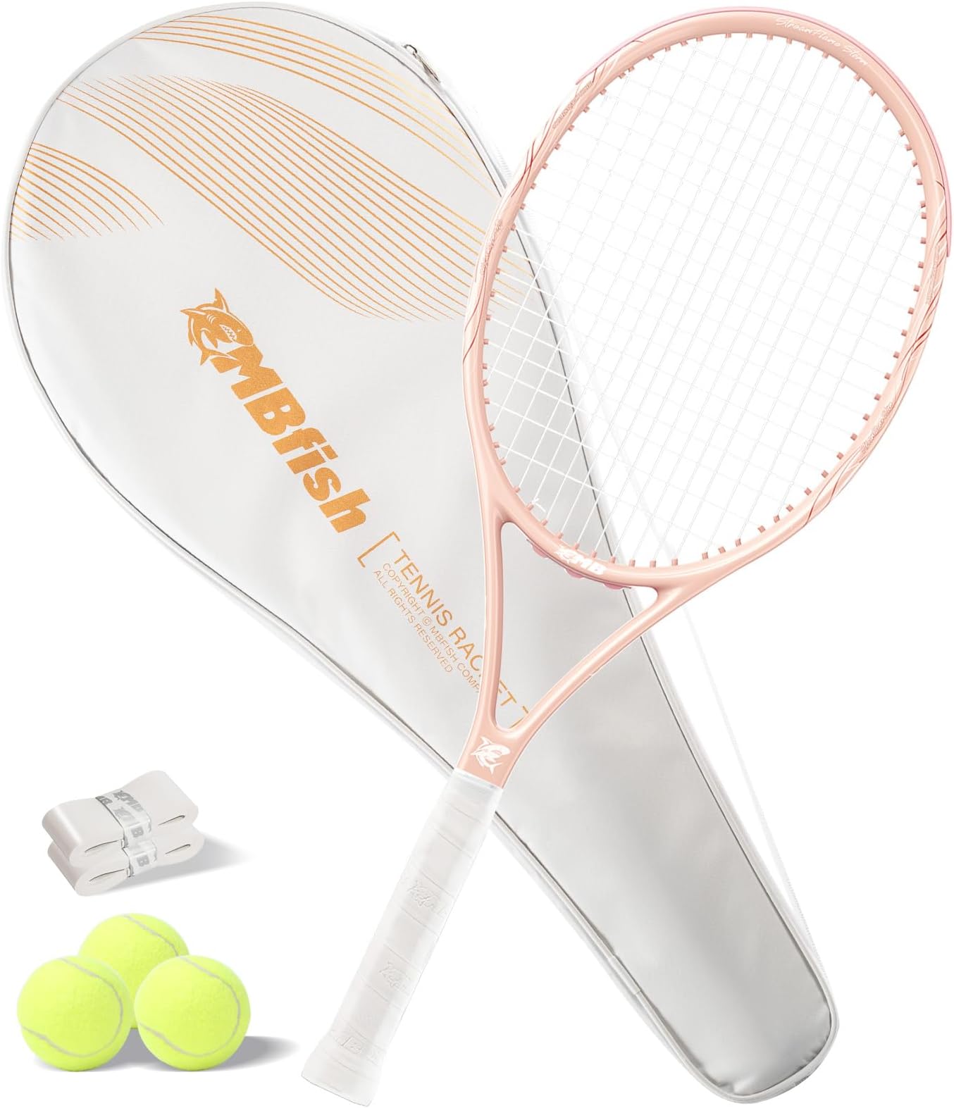 Tennis Racket - Super Value Set with Pre-Strung, Comfortable Handle, 27'' Tennis Racquet for Adults, Includes 3 Tennis Balls, 2 Overgrips and 1 Tennis Bag