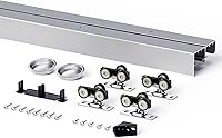 Vista 8 de EaseLife Kit de herrajes para puerta corredera doble bypass de 4 pies/48 pulgadas, grado comercial, aluminio, riel bypass para puertas de armario
