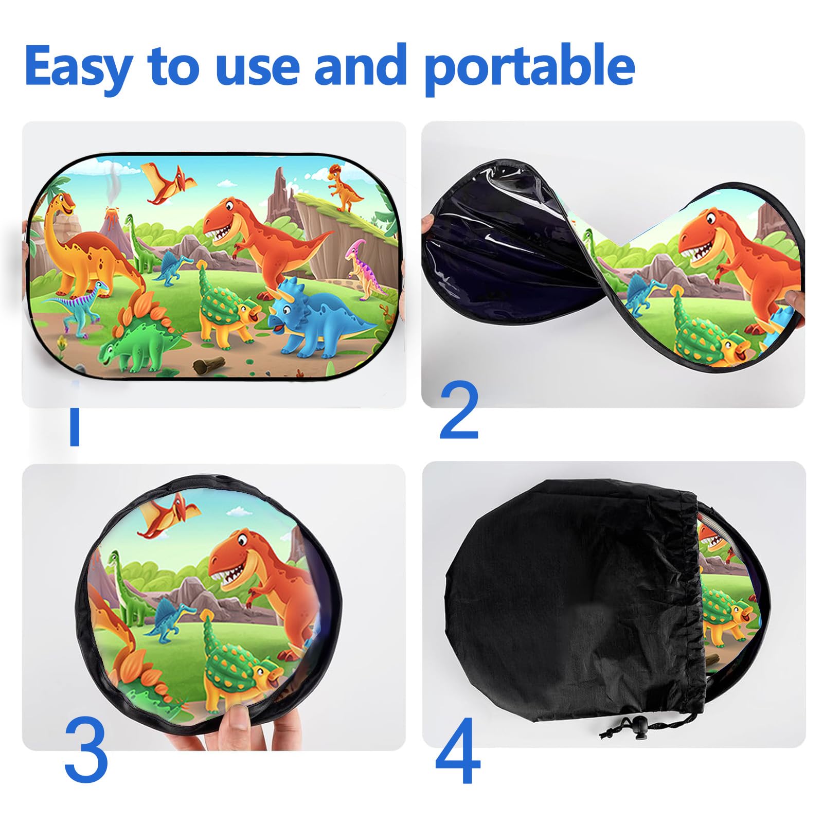 Tendine Parasole Auto Bambini Protezione UV 51x31CM 2 Pezzi Dinosauri