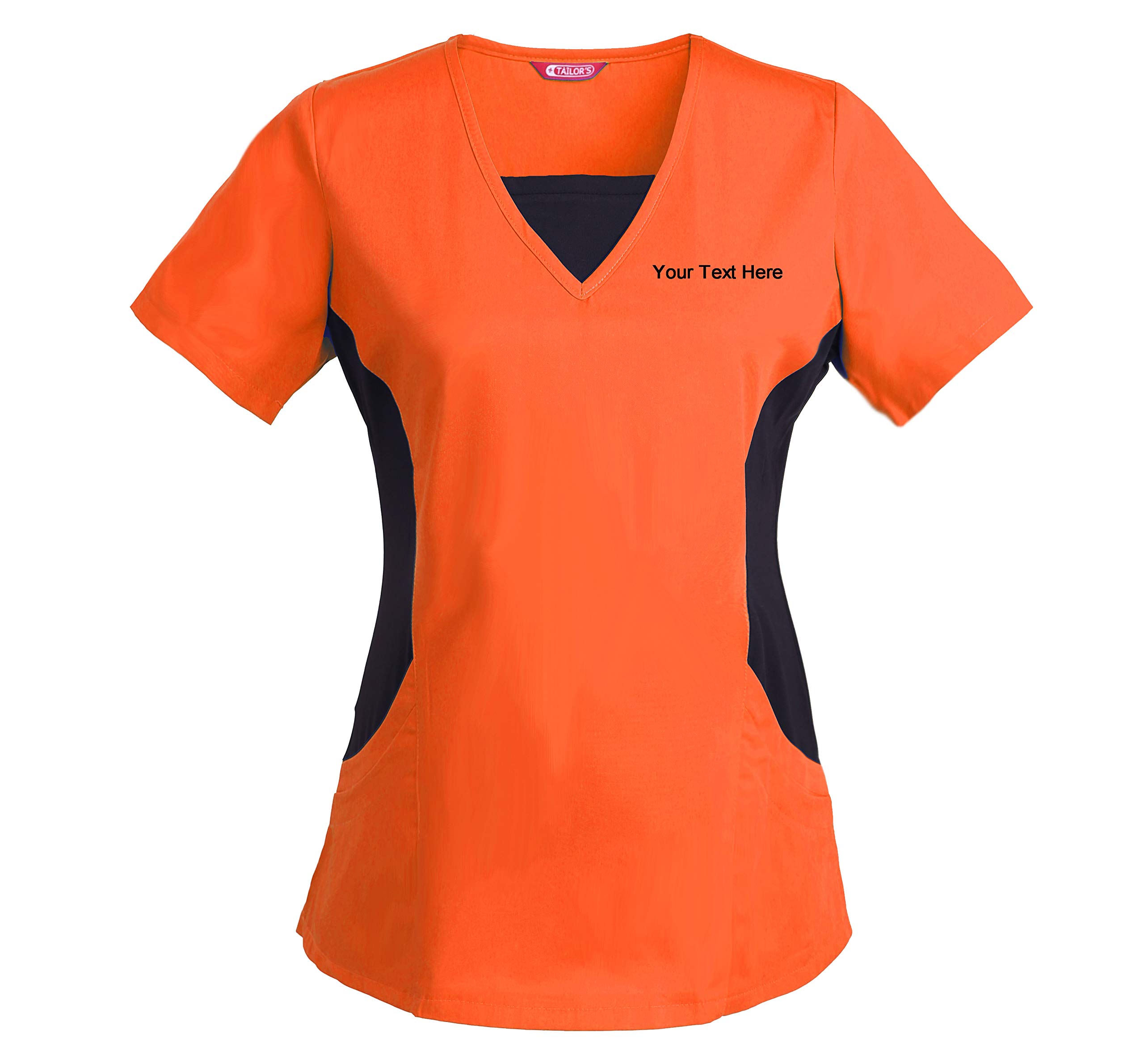 TAILOR'S Women's Personalized Scrub Tunic Medical Scrubs Hospital Scrub Tunic Customizable Orange