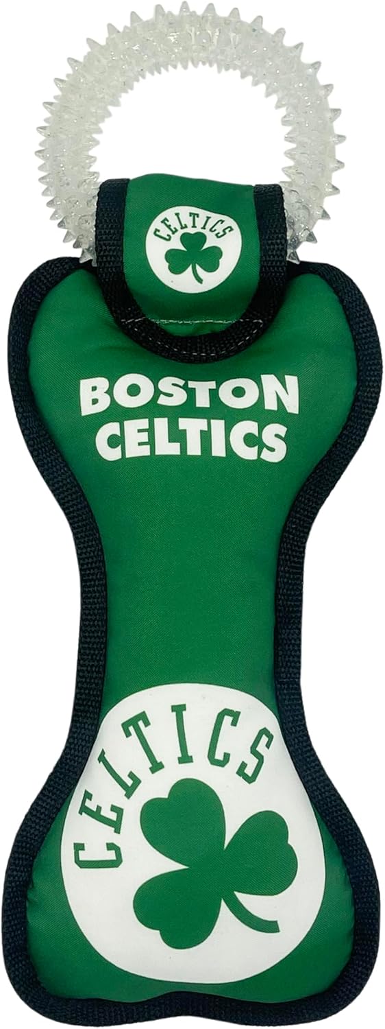 Pets First NBA New York Knicks Dental Dog TUG Toy with Squeaker. Tough PET Toy for Healthy Fun, Teething & Cleaning Pet's Teeth & Gums